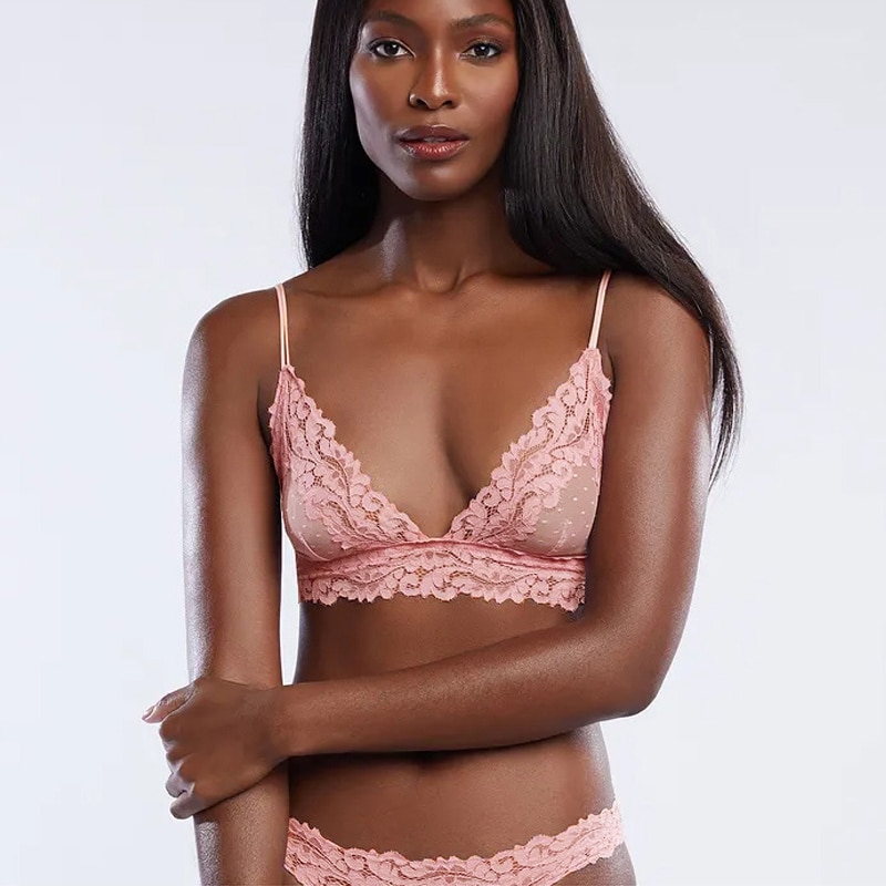 Soutien-gorge en maille transparente pour femmes, sous-vêtements en dentelle, Bralette Sexy, Lingerie rose